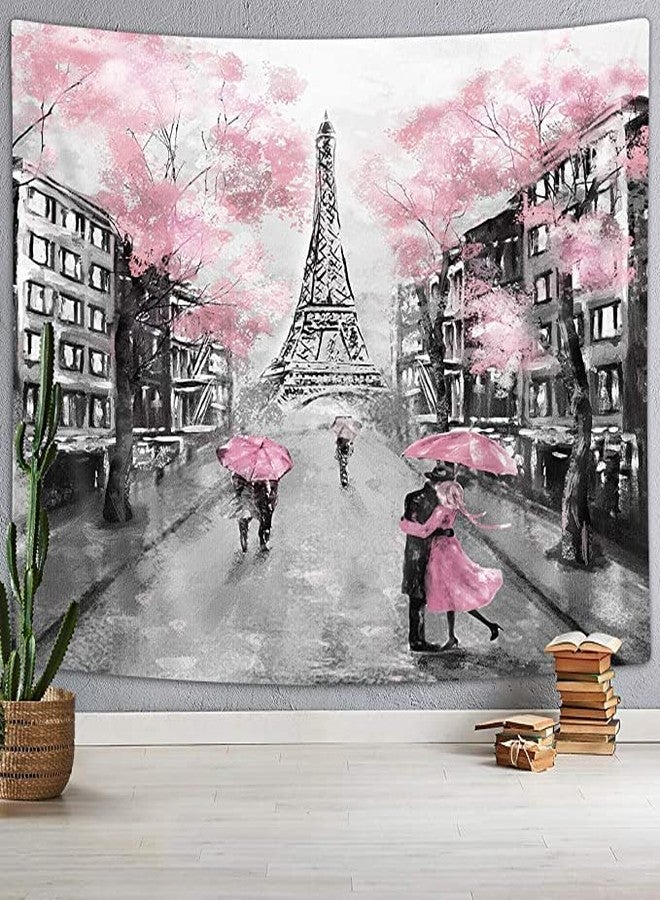 Drgilau Paris Eiffel Tower Tapestry Wall Hanging, Pink Wall Decor Tapestries Eiffel Tower Aesthetic France Romantic Wall Art Tapestry for Woman Teen Girls Bedroom Living Room Dorm - Image 2